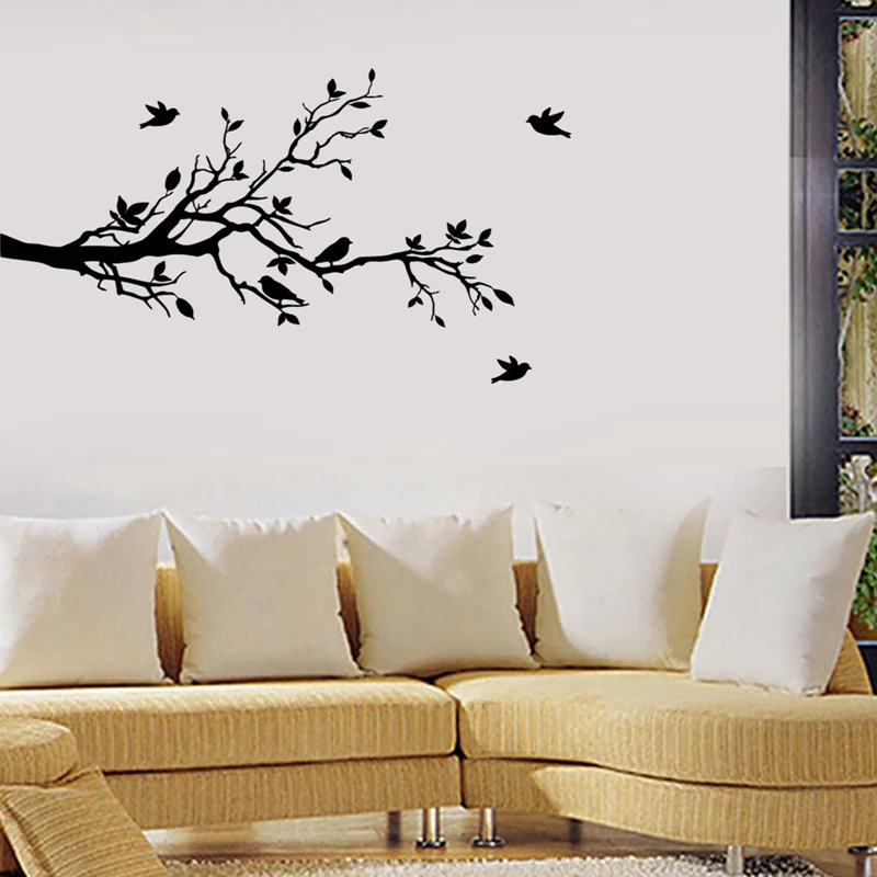

Bird Branch Wall Stickers Tree Leaf Decorative Vinyl For Children's Home Living Room On The Accessories Wallpaper Bedroom Decals