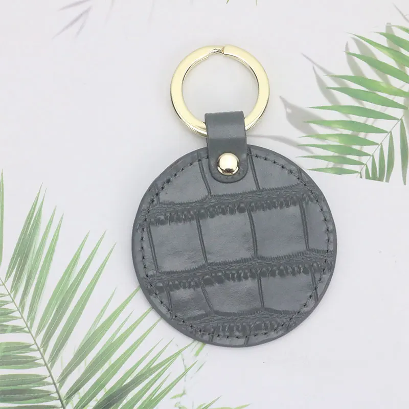 dark grey Дизайн,, инициалы, буквы, узор под крокодила или Сафьяновая кожа, круглый брелок, брелок для ключей, кошелек - Цвет: dark grey