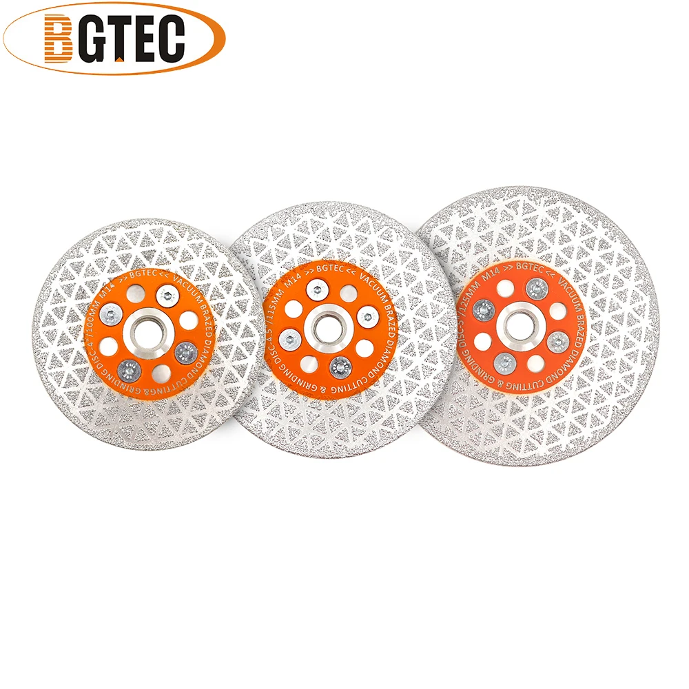 

BGTEC 1pc 4/4.5/5“ Double Sided Vacuum Brazed Diamond Cutting Disc Grinding Marble Granite Stone Tile Saw Blade M14 Thread