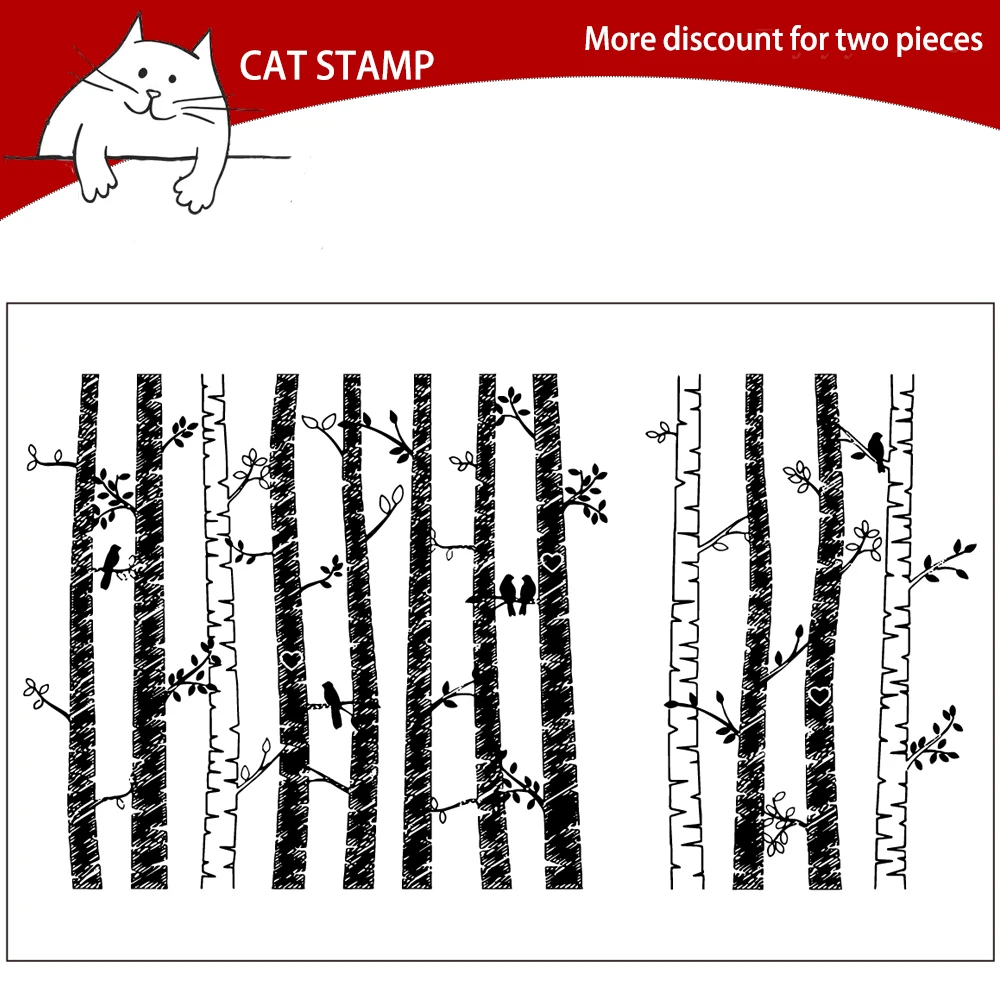 

Birch Background Clear Stamps For Scrapbooking Card Making Photo Album Silicone Stamp DIY Decorative Crafts