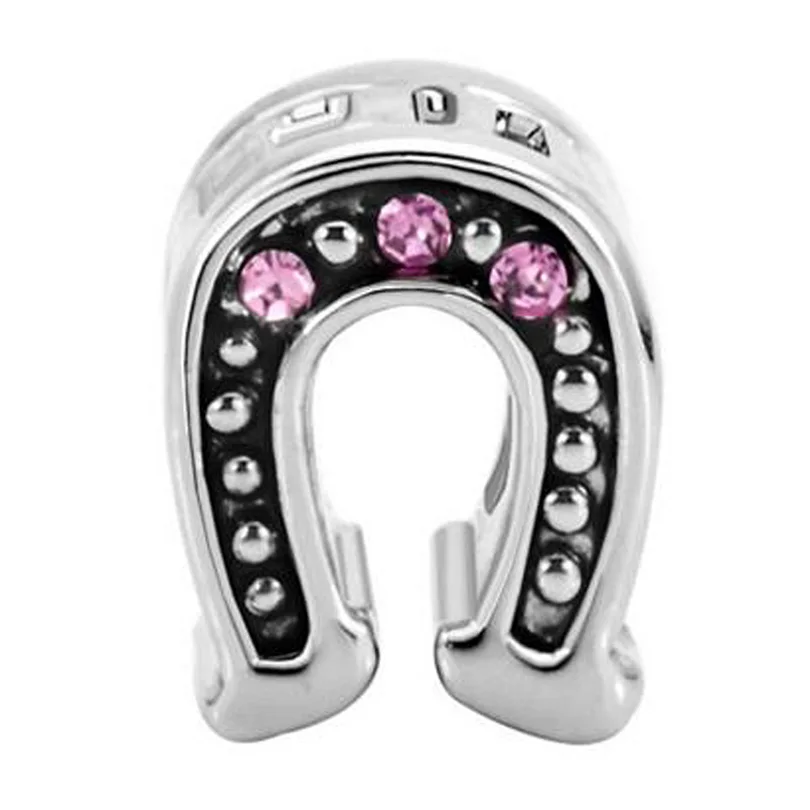 Новые бусины розовый кристалл удача седло очаровательные подходят для Pandora