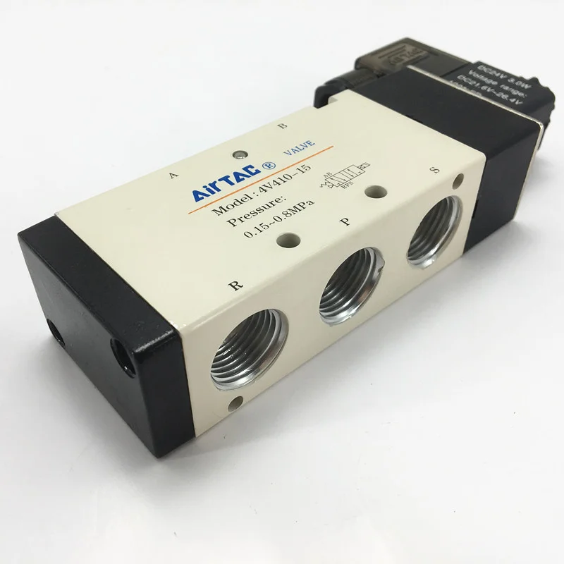 4V410-15 AC220V DC24V одинарный соленоид 5/2 трехходовых электромагнитных клапана 4V400 серии