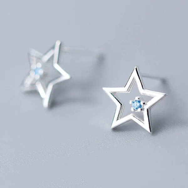 1Pair Silver Trusta 925 пробы Серьги серебристого цвета; бижутерия Женская мода маленькая Роза/серебряная звезда серьги-гвоздики подарок для девочек DS1298 - Окраска металла: 1Pair Silver