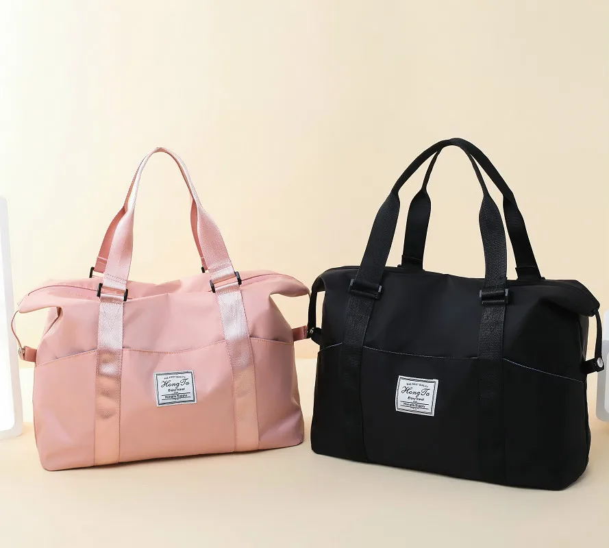 Портативная дорожная сумка однотонная Водонепроницаемая спортивная из ткани