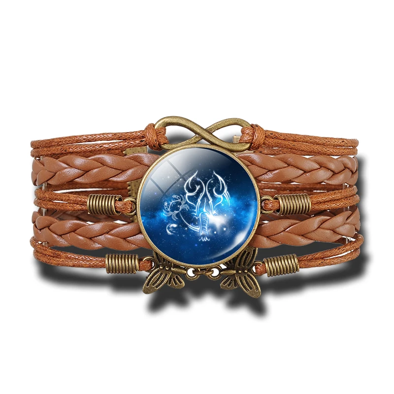 12 созвездий браслет Знак зодиака с бусинами стеклянные ювелирные изделия