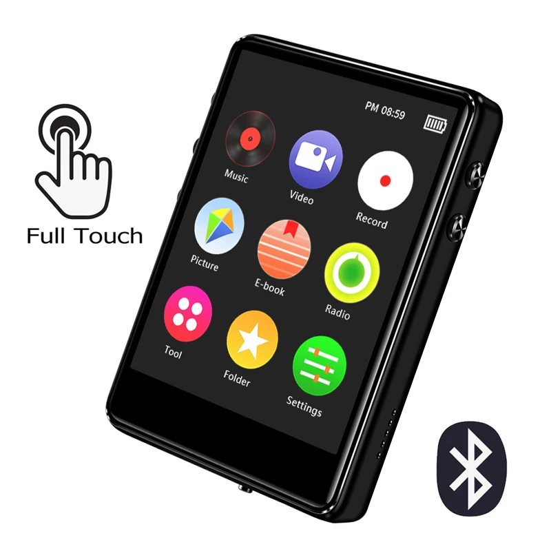 MP3 плеер с Bluetooth Встроенный динамик 2 4 дюймов полный сенсорный Экран FM радио