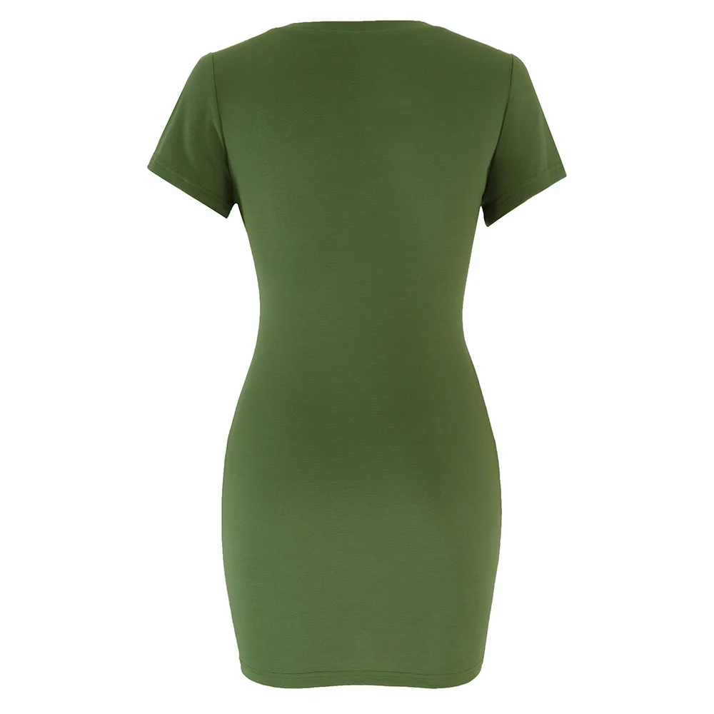 

2021 summer woman dress fashion sports runway casual round neck short sleeve stretch slim fit hip plus size white mini dress