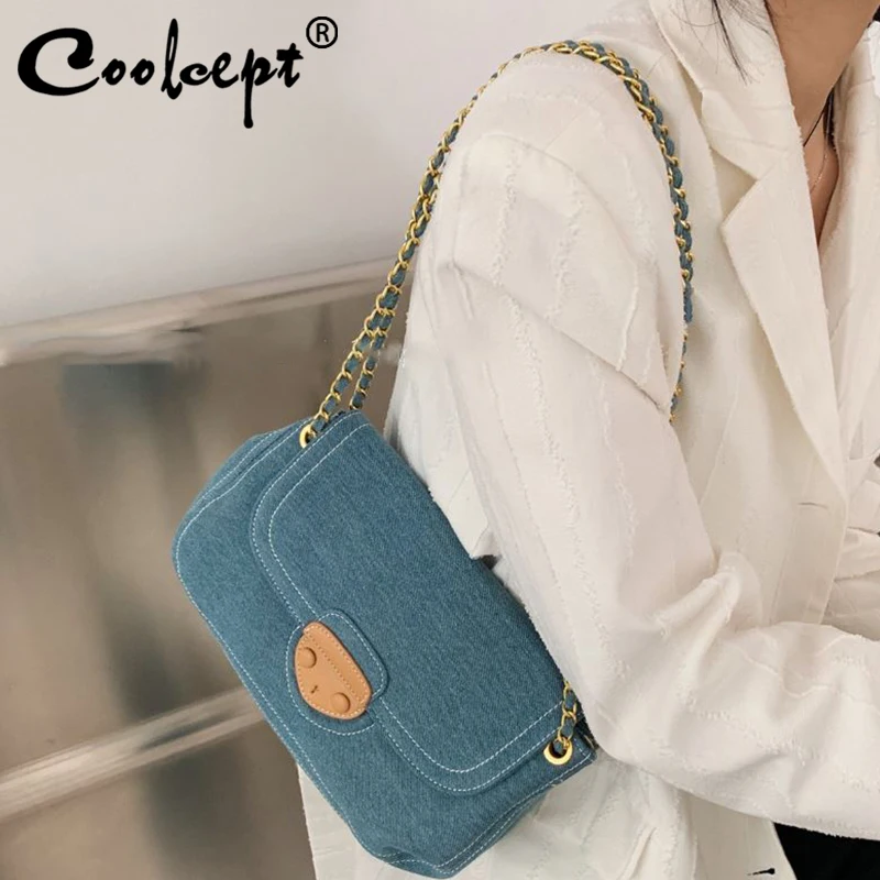 

Coolcept джинсовая большая женская сумка через плечо, модная Холщовая Сумка через плечо для женщин, уличная дизайнерская модная дорожная сумка,...