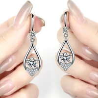 new fashion romantic plant leaf drop earrings dazzling crystal aaa zirconia dangle earring charm female piercing earring jewelry
