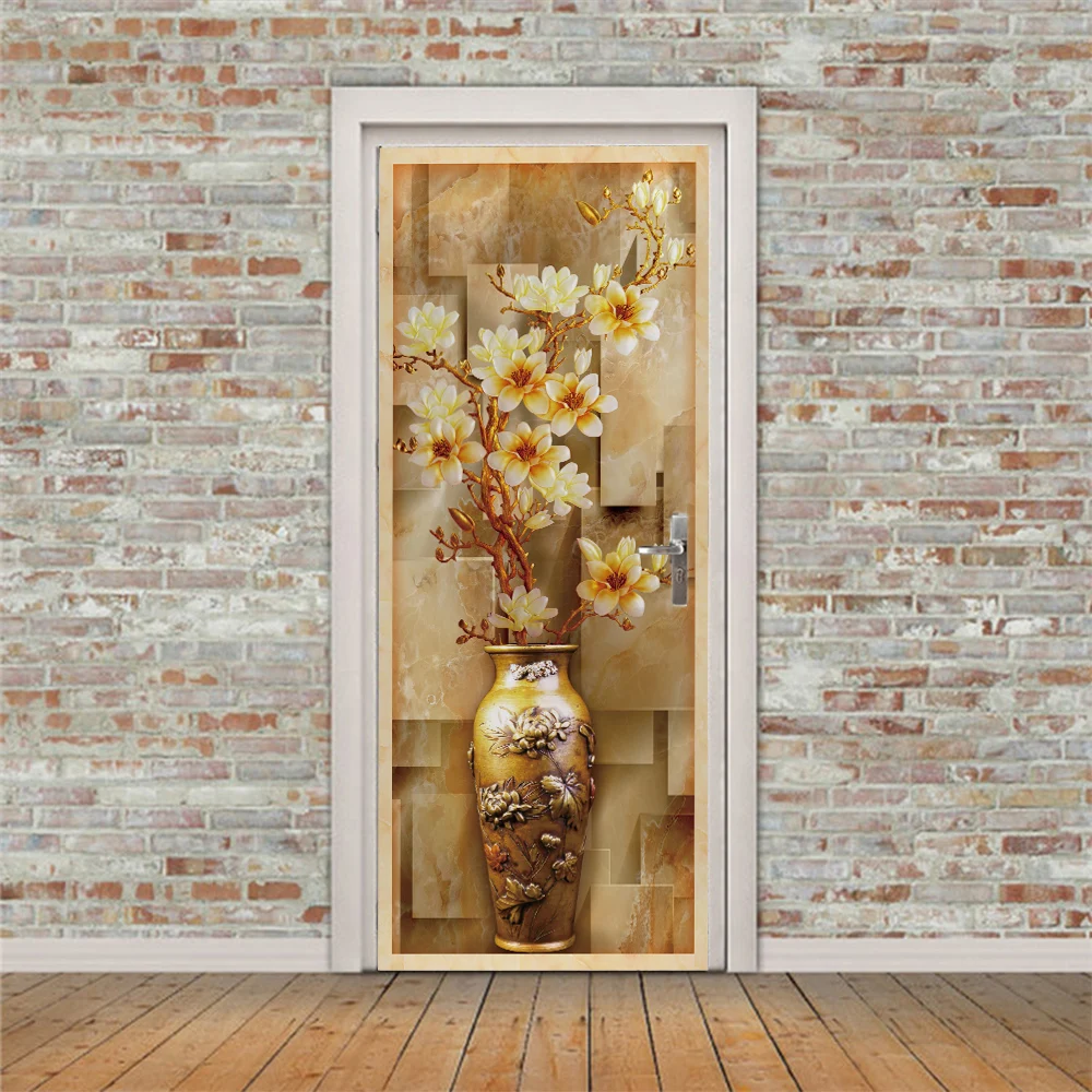 

3D creative Vase sculpture door stickers wall stickers self-adhesive waterproof removable