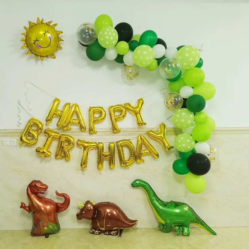 66 шт./компл. динозавра День рождения украшения детские зеленые воздушные шары