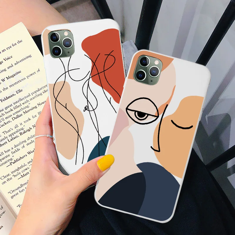 Art Retro Abstract Geometry Phone Case For iPhone 12 11 13 Por Max X Xsmax Xr 7 6S 8 Plus SE 2020 Cute Soft Silicone Cover