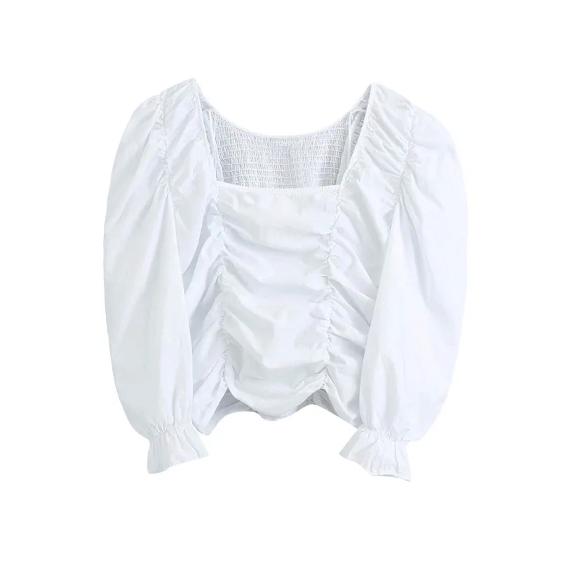 Женская укороченная блузка Klacwaya винтажная эластичная с рюшами и квадратным