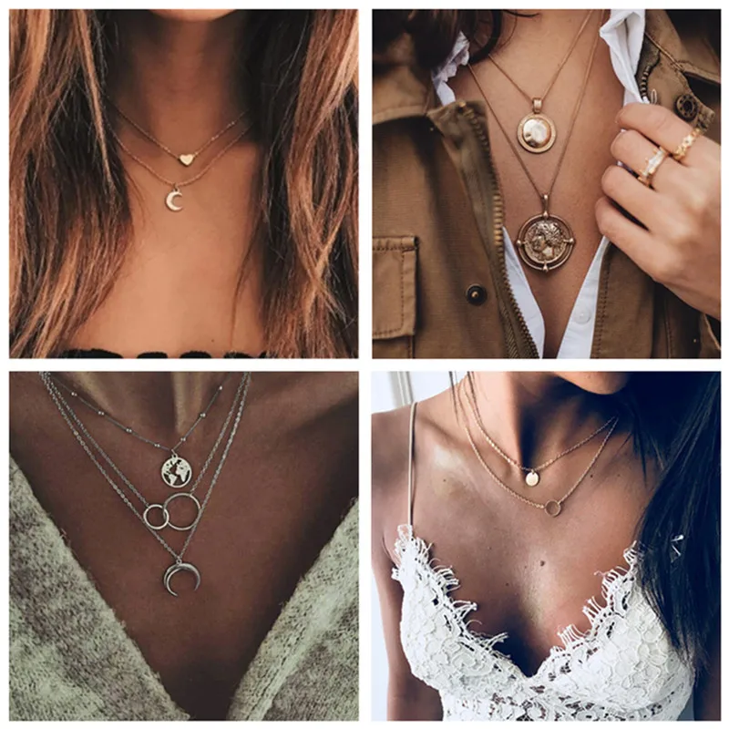 Винтажное многослойное ожерелье с жемчужными монетами для женщин модные