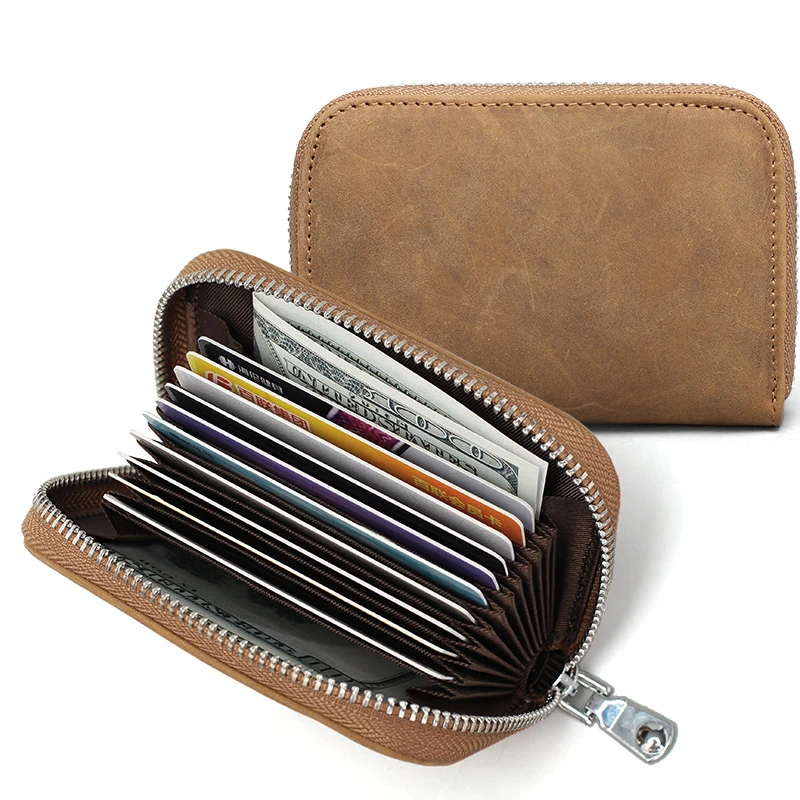 

Cardholder Money Bag Brown Case For Bank Cards Genuine Leather Wallet For Cards Men's Business Card Holder Card Container NR168