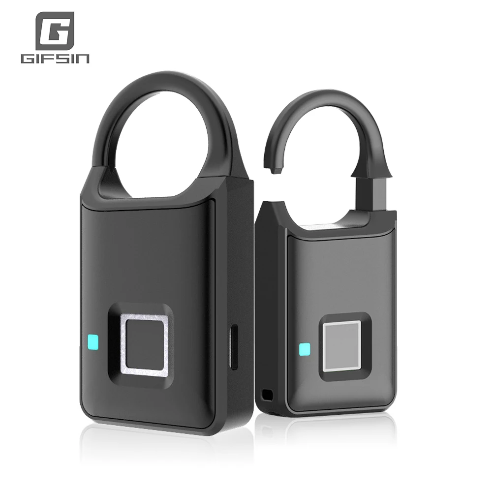 

Gifsin Fingerprint Smart Door Lock Keyless USB Rechargeable Padlock Quick Unlock Security Anti-theft Lock Zinc alloy Metal