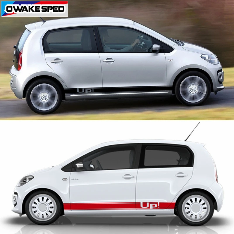 Для Volkswagen UP E-up 4 двери боковая юбка полосы стикер для автомобиля индивидуальные виниловые наклейки Спорт Стиль внешние аксессуары
