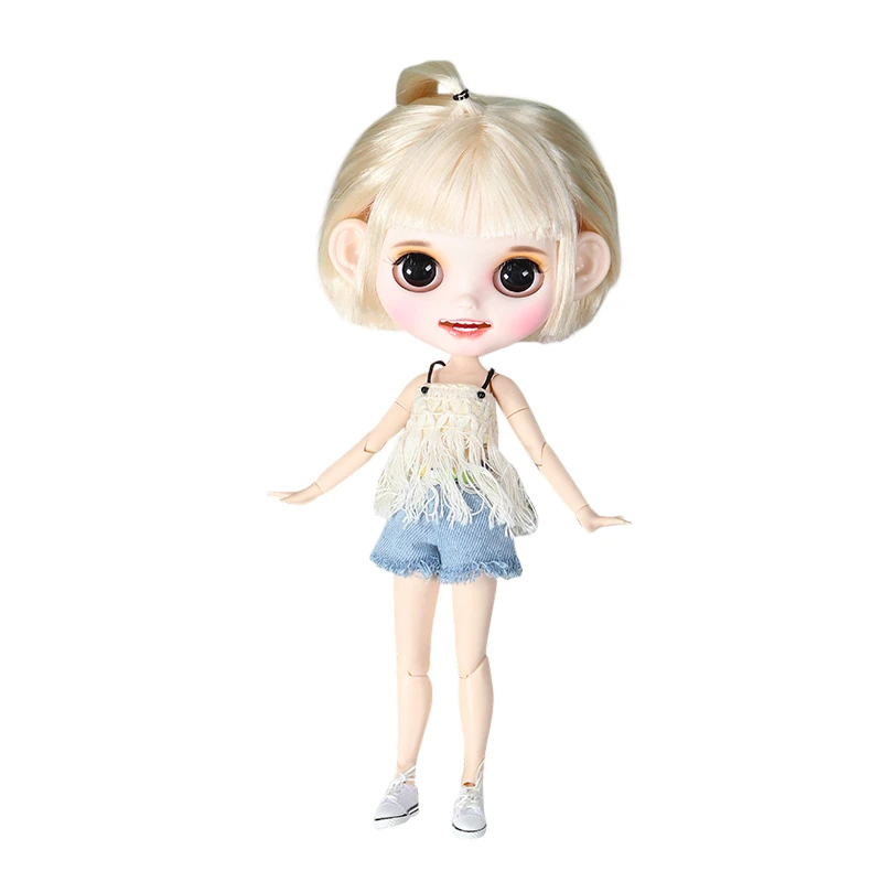 ICY factory blyth кукла на заказ кукла 1/6 bjd белая кожа суставное тело, новое матовое лицо открытый рот закрытые глаза - Цвет: A