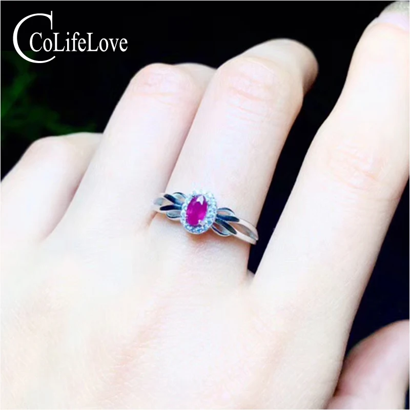 

CoLife Jewelry 925 Silver Ruby Ring for Engagement 0.4ct Natural Mruby Silver Ring Sterlinmg Silver Ruby Jewelry Girl Gift
