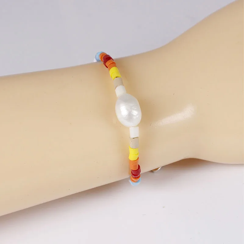 Женский браслет из натурального пресноводного жемчуга в богемном стиле с