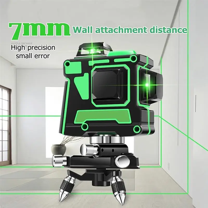 

Уровень 360 ° Lottomr 12 линий 3D зеленый красный лоттер самовыравнивающийся измерительный инструмент US/EU/UK/AU