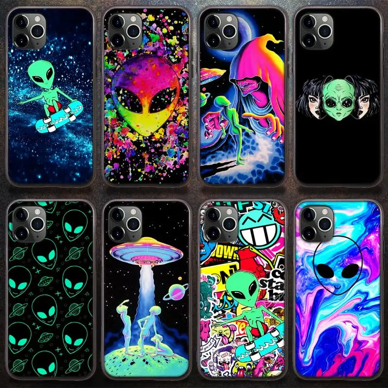 

Riccu Gorgeous art cute cartoon trend aliens Phone Case for iPhone 8 7 6 6S Plus X 5S SE 2020 XR 11 12 Pro mini pro XS MAX