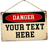 diuangfoong personalised vintage danger your text here metal sign rustic retro custom weathered distressed plaque any