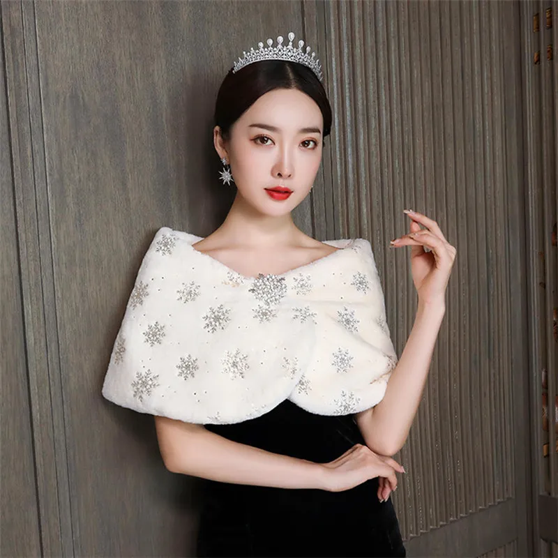 JaneVini Элегантный легкий кремовый цвет свадебная накидка плащ из искусственного