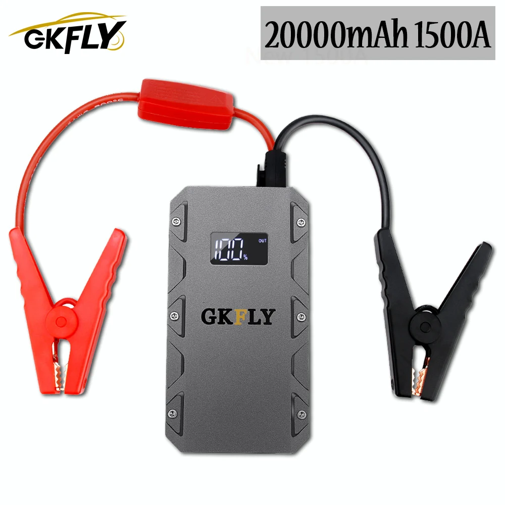 GKFLY аварийный 20000 мАч 12 в автомобильный прыжок Starter1500A портативное пусковое