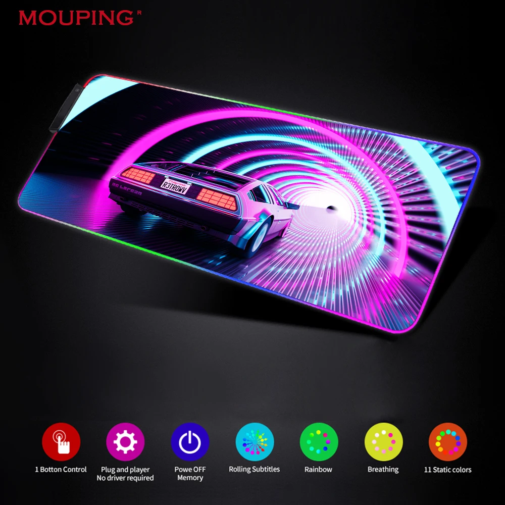 

Retrowave Rgb Mouse Pad Rgb Mouse Pad with Backlight for Gamers Synthwave Keyboard Pink Table Mat Carpet Rubber Pad DropShipping