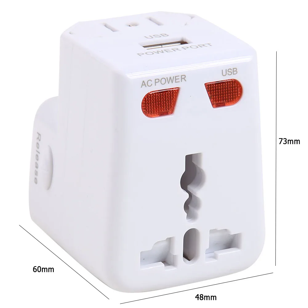 

Universal Power Adapter Travel AC Plug with USB Charging Port for US EU UK