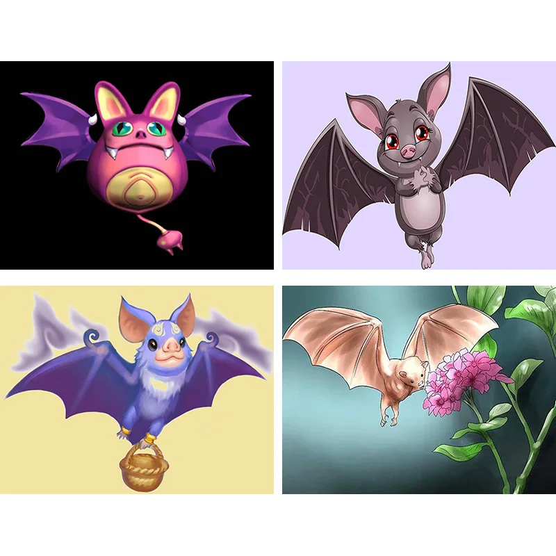 

Алмазная 5d-картина «летучая мышь» с квадратными и круглыми стразами