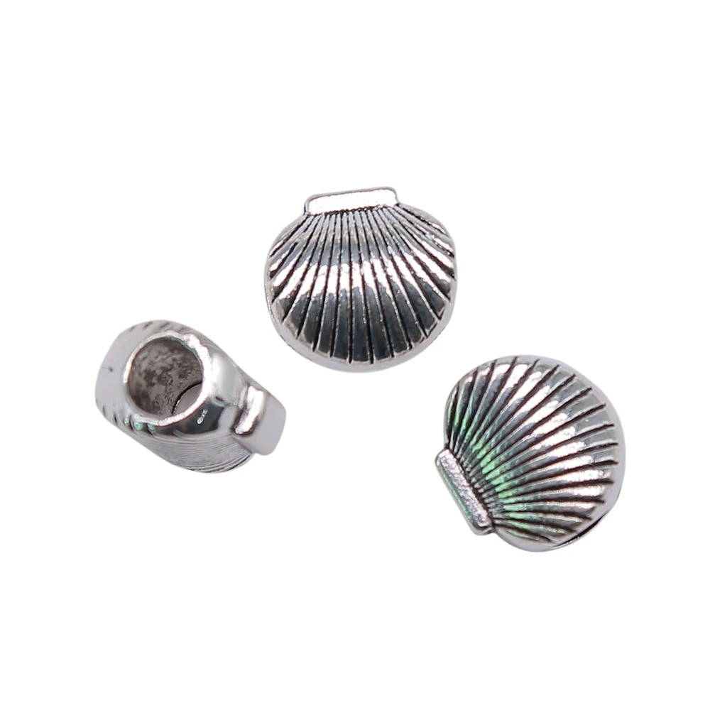 WYSIWYG 4 шт. 11x11x7 мм разделительные бусины в виде ракушки бусины для самостоятельного изготовления ювелирных изделий в европейском стиле с большим отверстием