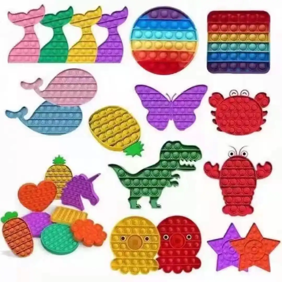 Pop Fidget Reliver Stress Toys Rainbow Push Bubble Antistress Toys  Children Simple Dimple Toy To Relieve Autism