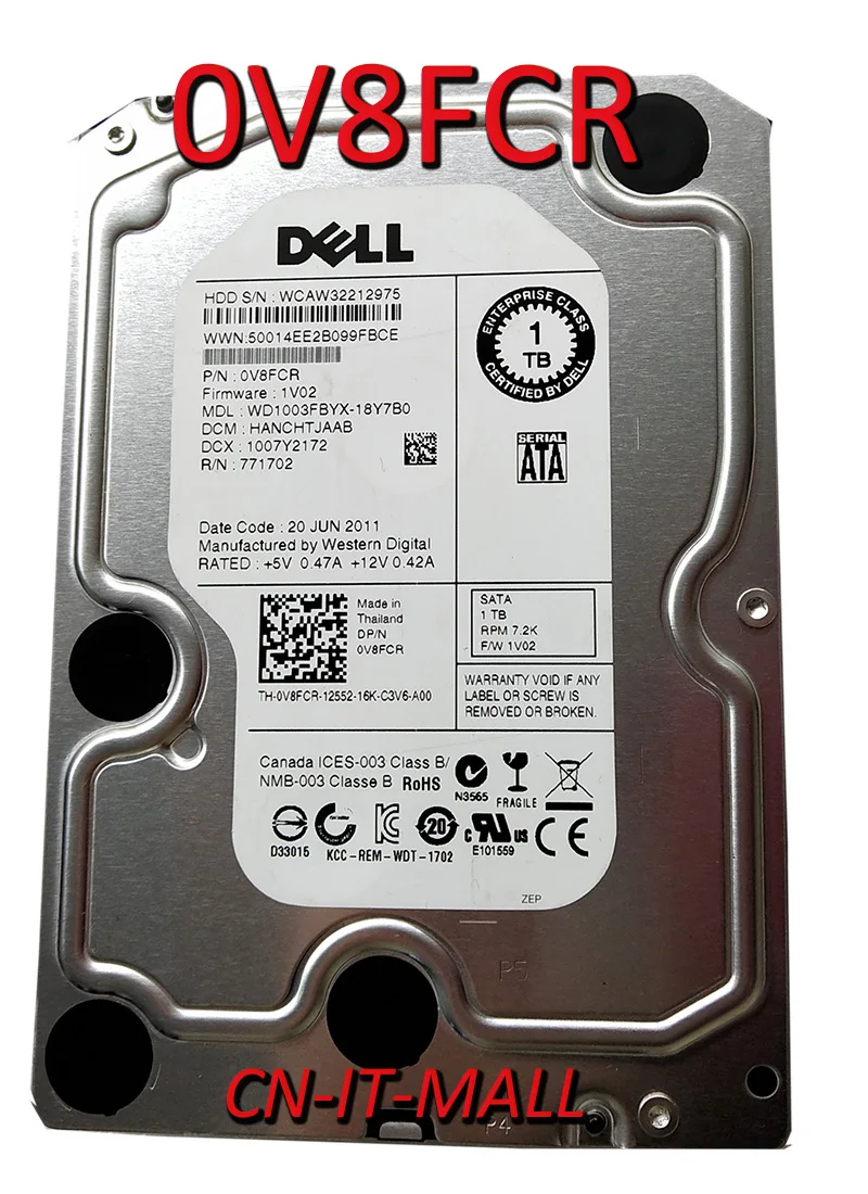 

Pulled 0V8FCR V8FCR WD1003FBYX 1TB 7200 RPM 64MB Cache SATA 3.0Gb/s 3.5" Internal Enterprise Hard Drive