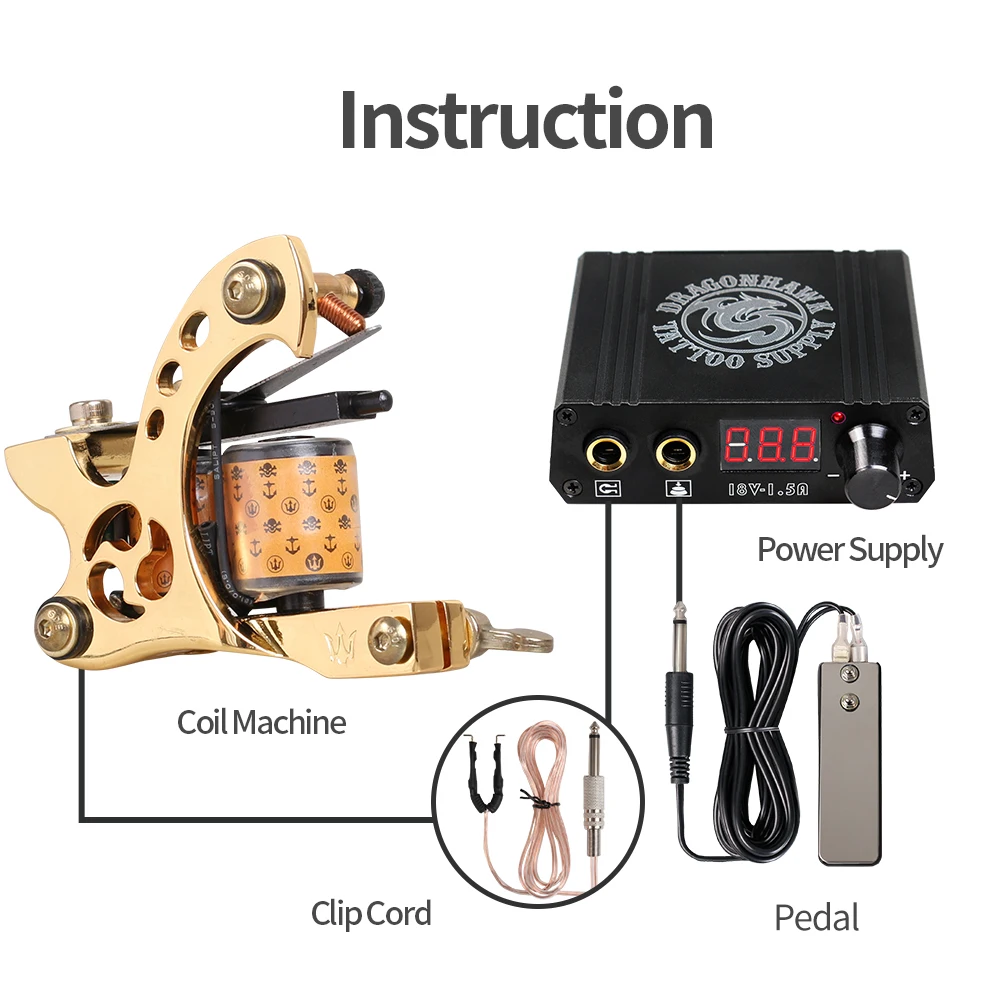 Профессиональный набор для тату полный 2 тату-машины комплект питания | Красота и