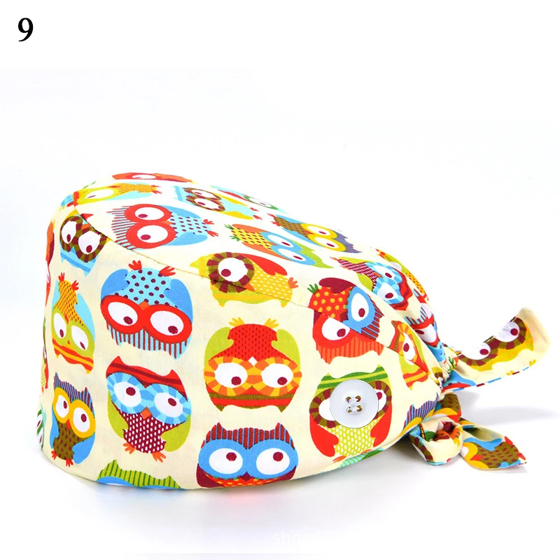 

Floral Nurse Buckle Pure Cotton Baotou Cap doctor Surgical Cap Doctor Hat fashion bottle cap center cap for rims with Buckle