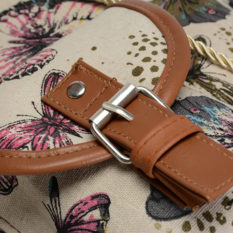 

High Quality Backpack Butterfly Print Canvas Ethnic Bagpack for Women Girls School Bag Large Capacity Bohemia Travel Rucksack