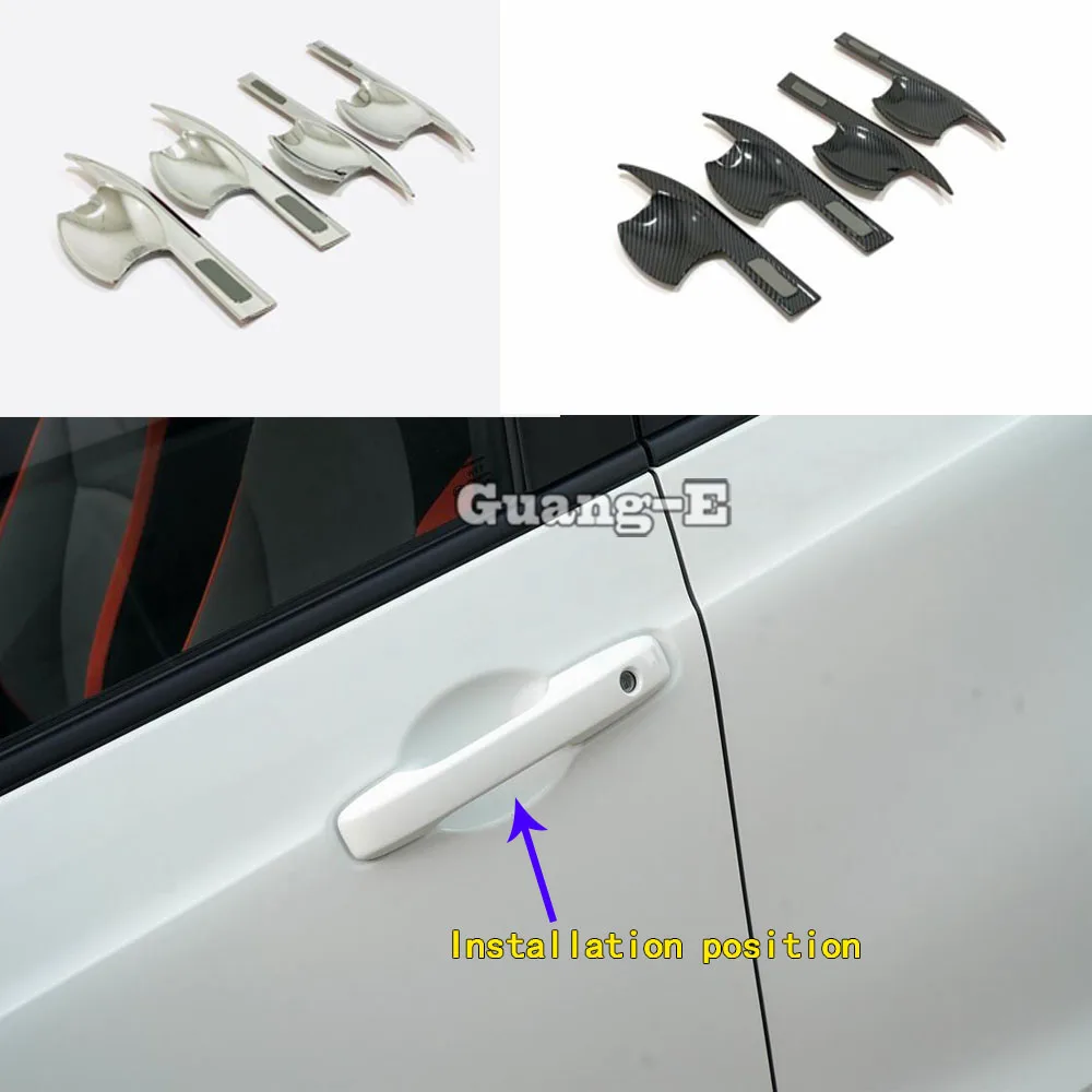 

Car Styling Body Cover Detector Trim ABS External Door Bowl Sticker Lamp Frame Armrest Parts 4pcs For Honda Fit Jazz 2020 2021