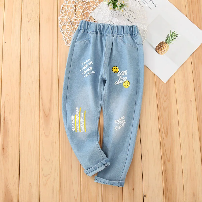 ZSIIBO/детская одежда джинсы для девочек модные джинсовые штаны Джинсы школьников