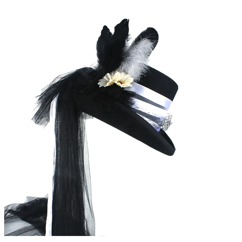 Женская шляпа в стиле стимпанк свадебная из 100% шерсти белого цвета женская для