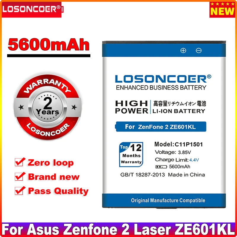 Аккумулятор LOSONCOER 5600 мАч C11P1501 для ASUS ZenFone 2 Laser Selfie ZE550KL ZE601KL ZD551KL