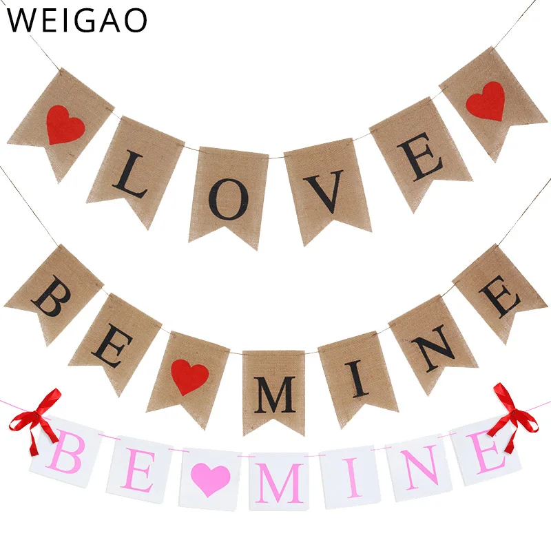WEIGAO Love/Be My Red Heart Love Burlap баннер детский душ подвесная гирлянда на День святого