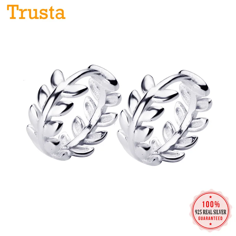 Серьги в виде листьев Trusta 100% 925 пробы серебряные серьги для женщин милые кольца