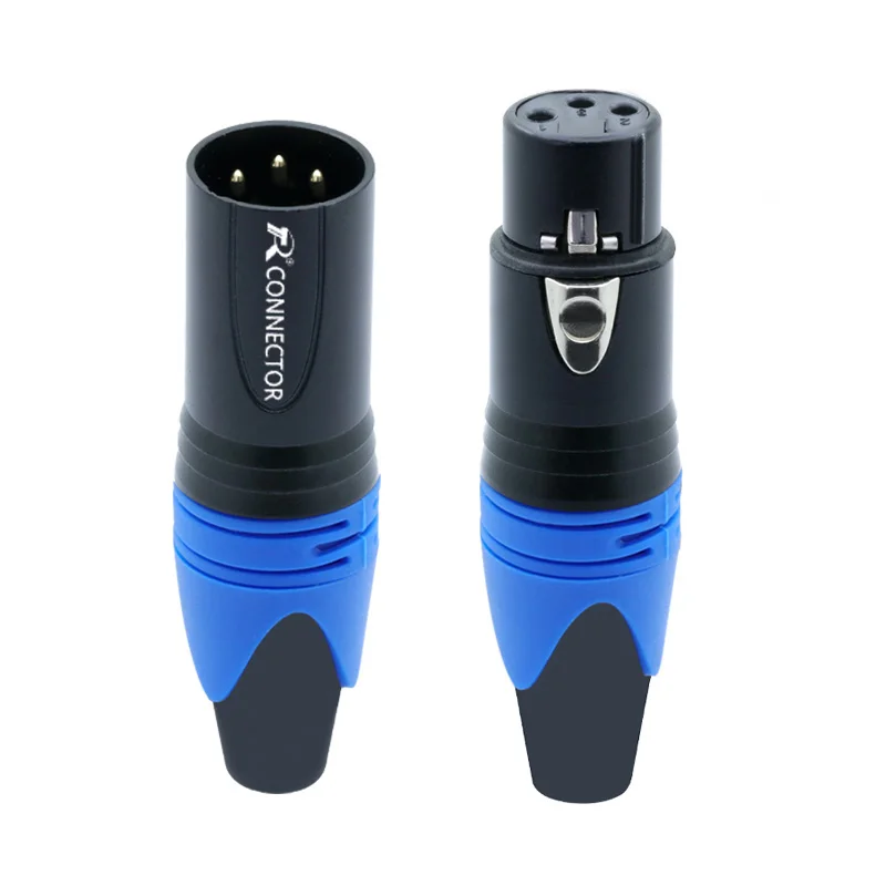 3PIN XLR разъем микрофон штекер мужской женский адаптер MIC провода разъем 6 цветов предложение 1 комплект M/F - Цвет: Blue set