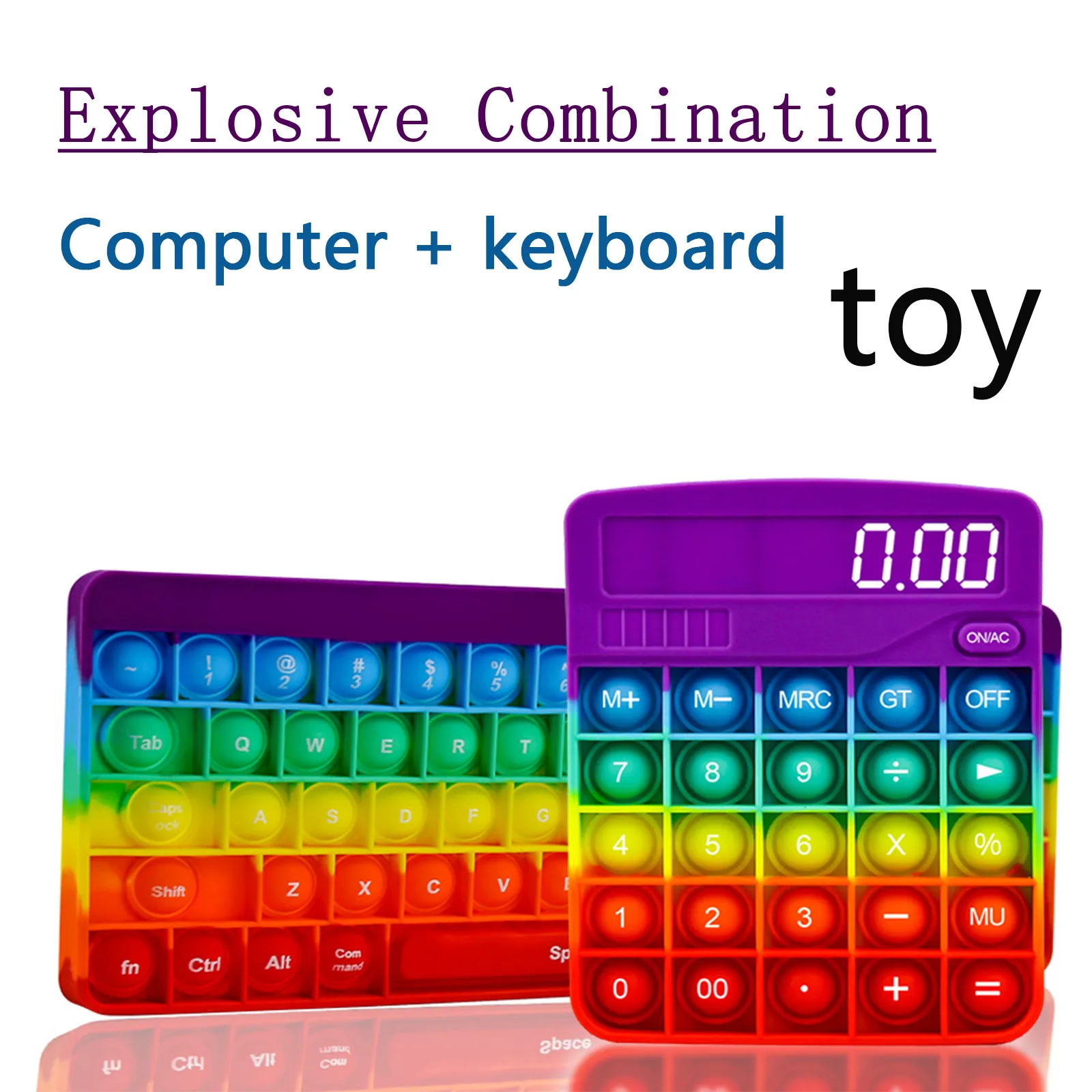 Toy Rainbow Keyboard Shape Jumbo Sensory Toys Calculator Combination Set Silicone Autism Stress Anxiety Reliever For Kids Adults | Игрушки и