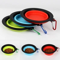 silicone pet black frame folding bowl with metal hook portable cat dog food water feeding travel outdoor bowl pet accessories
