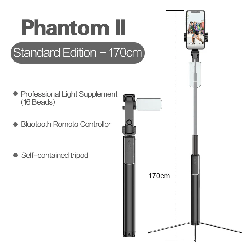 

Bluetooth-compatible Selfie Stick Tripod With Square Light Selfie Beauty Portrait Fill Lighting For Iphone Samsung Huawei