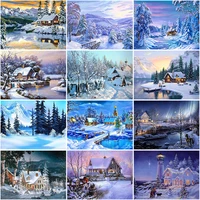 diy full squareround drill 5d diamond painting snow scenic embroidery landscape mosaic resin cross stitch kits home decor