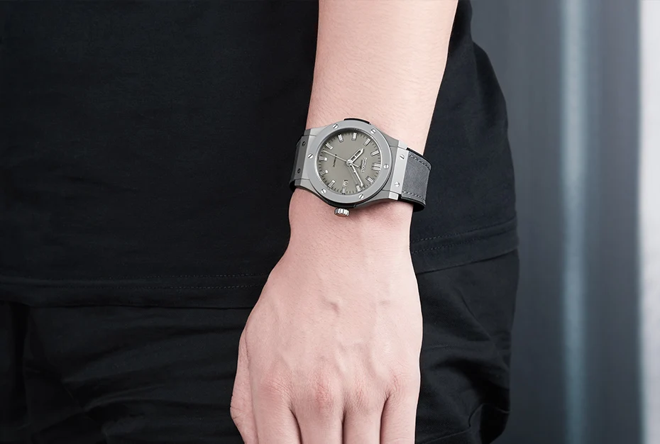 Мужские модные повседневные ЧАСЫ Hublo автоматические механические часы Reloj Hombre Топ Бренд роскошные кожаные часы RUIMAS наручные часы 6759